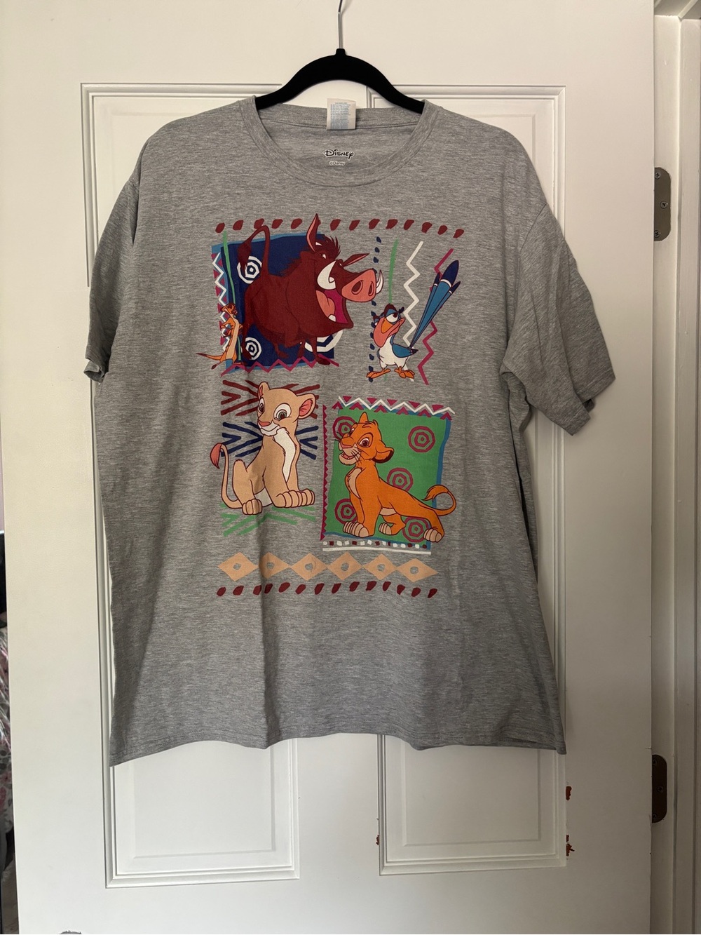 Disney Grey Tee with Colorful Lion King Character Panels